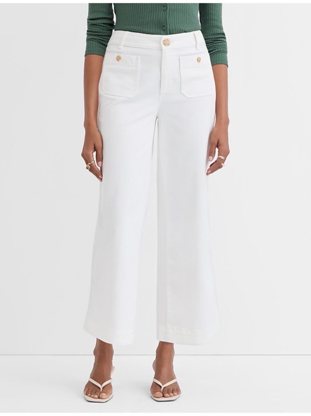 Petite Curvy Palmer Wide Leg Crop Pants in Twill